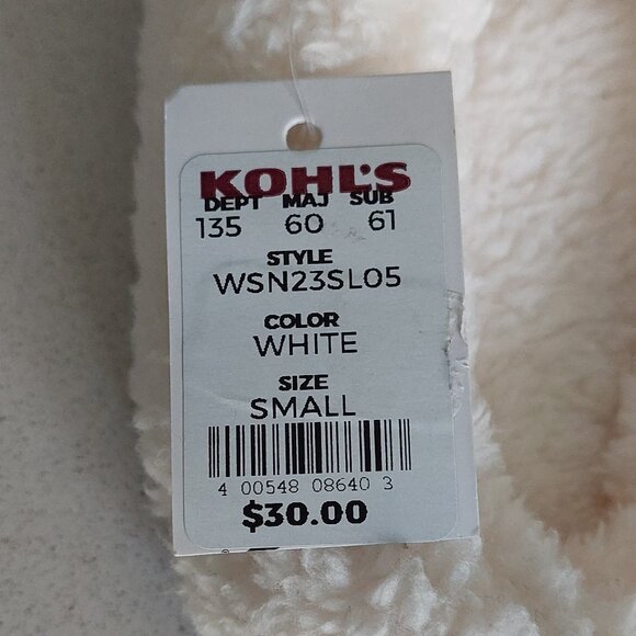 NEW Clarks White Fuzzy Slip-In Women's Slippers Size Small 6/7 - Picture 4 of 7